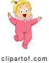 Vector of Cartoon Happy Blond White Toddler Girl in a Pink Onesie by BNP Design Studio