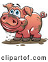 Vector of Cartoon Happy Muddy Pig by Vector Tradition SM