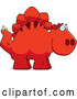 Vector of Cartoon Happy Red Stegosaurus Dinosaur by Cory Thoman