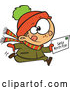 Vector of Cartoon Happy White Boy Running with a Christmas Santa Letter by Toonaday