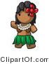 Vector of Cartoon Hawaiian Hula Girl with Red Flower and Skirt by Leo Blanchette