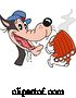 Vector of Cartoon Hungry Wolf Holding Bbq Ribs by LaffToon