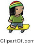Vector of Cartoon Jamaican Boy Skateboarding by Leo Blanchette
