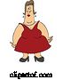 Vector of Cartoon Lady with Fat Arms, Wearing a Red Dress by Djart