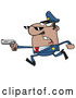 Vector of Cartoon Male Black Police Officer Running with a Gun by Hit Toon