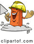 Vector of Cartoon Mason Brick Character Holding a Trowel by Vector Tradition SM