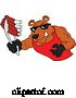 Vector of Cartoon Muscular Bear Holding BBW Ribs with Tongs by LaffToon