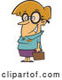 Vector of Cartoon Nerdy Dirty Blond White Lady with Big Glasses, Holding a Briefcase by Toonaday