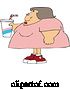 Vector of Cartoon Obese Lady Holding a Fountain Soda by Djart