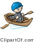 Vector of Cartoon Oriental Guy Transporting Food by Wood Boat with Paddles by Leo Blanchette