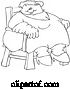 Vector of Cartoon Outlined Circus Freak Fat Lady Sitting in a Chair by Djart