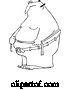 Vector of Cartoon Outlined Fat Guy Measuring His Belly Fat by Djart