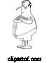 Vector of Cartoon Outlined Hairy Chubby Guy with Folded Arms, Standing in Swim Trunks by Djart