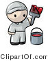 Vector of Cartoon Painter Holding Paintbrush with Bucket and Red Paint by Leo Blanchette