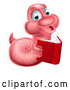 Vector of Cartoon Pink Earthworm Holding a Book by AtStockIllustration
