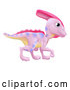 Vector of Cartoon Pink Parasaurolophus Dinosaur by AtStockIllustration