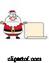Vector of Cartoon Plump Angry Santa with a Blank Scroll Sign by Cory Thoman