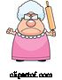 Vector of Cartoon Plump Granny Waving a Rolling Pin in Anger by Cory Thoman