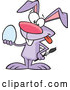 Vector of Cartoon Purple Easer Bunny Rabbit Holding a Blank Easter Egg by Toonaday