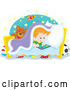 Vector of Cartoon Red Haired Boy Playing at Bed Time by Alex Bannykh
