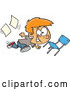 Vector of Cartoon Red Haired White School Boy Running Recklessly Through a Classroom by Toonaday
