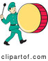 Vector of Cartoon Retro Marching Band Drummer Guy by Patrimonio