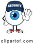 Vector of Cartoon Security Guard Eyeball Character Mascot Gesturing Stop by Hit Toon