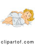 Vector of Cartoon Sexy Chubby Lady Reclind in a Slip by BNP Design Studio