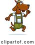 Vector of Cartoon Skinny German Oktoberfest Dachshund Dog Wearing Lederhosen and Running to the Right by Cory Thoman