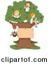 Vector of Cartoon Summer Kids Playing in an Apple Tree with a Blank Sign by BNP Design Studio
