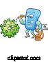 Vector of Cartoon Super Soap Bar Spraying Coronavirus by Zooco