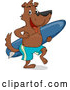 Vector of Cartoon Surfer Dog Carrying a Surfboard by BNP Design Studio