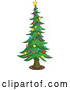 Vector of Cartoon Tall Christmas Tree with Star and Bauble Ornaments by Yayayoyo