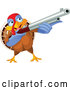 Vector of Cartoon Thanksgiving Turkey Bird Shooting a Rifle by Pushkin