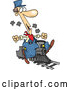 Vector of Cartoon Train Engineer Riding a Small Locomotive by Toonaday