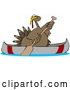 Vector of Cartoon Turkey Bird Paddling a Canoe by Djart