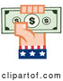 Vector of Cartoon White American Hand Holding up Cash by Hit Toon