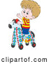 Vector of Cartoon White Boy Playing on a Rolling Toy Horse by Alex Bannykh