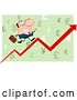 Vector of Cartoon White Business Man Running up a Success Arrow over Green by Hit Toon