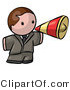Vector of Cartoon White Businessman Announcing with Megaphone by Leo Blanchette