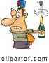 Vector of Cartoon White Businessman Holding an Exploding Bottle of Champagne at a New Year Party by Toonaday