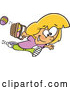 Vector of Cartoon White Girl Running with Eggs in an Easter Basket by Toonaday
