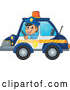 Vector of Cartoon White Male Police Officer Driving a Car by Visekart