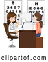 Vector of Caucasian Woman Having Her Eyes Checked by a Female Optometrist by