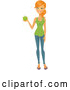 Vector of Caucasian Woman Holding a Green Apple by Amanda Kate