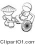 Vector of Chinese Person Pulling a Customer in a Cart - Coloring Page Outlined Art by Leo Blanchette