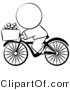 Vector of Chinese Person Riding a Bike with Eggs in the Basket - Coloring Page Outlined Art by Leo Blanchette