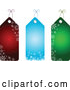Vector of Collection of Three Red, Blue and Green Snowflake Patterned Christmas Gift Tags by KJ Pargeter