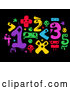 Vector of Colorful Monster Math Numbers and Symbols on Black by BNP Design Studio