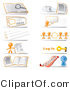 Vector of Community Hotline Icons Featuring the Orange Guy, a Search, Photos, Live Chat, Information, Links, Login and Contest Icons by Leo Blanchette